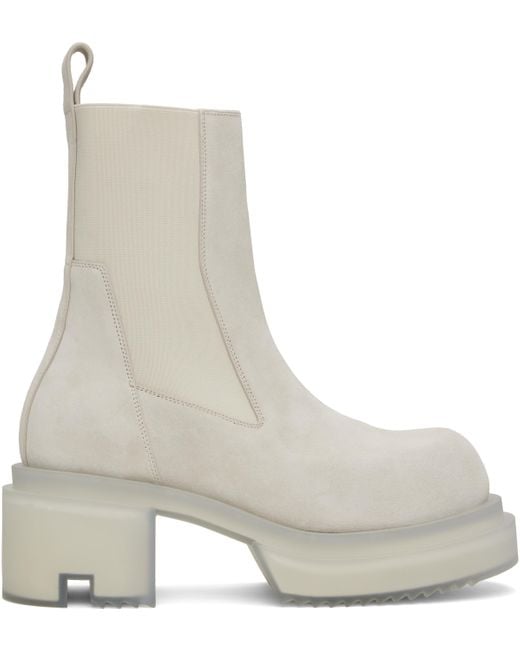 【RICK OWENS】オフホワイトHollywood Beatle MegaTractorブーツ Off-White Hollywood Beatle Mega Tractor Boots by Rick Owens