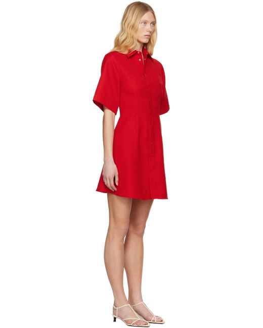 AMI レッド ウール 半袖シャツ ミニワンピース Red