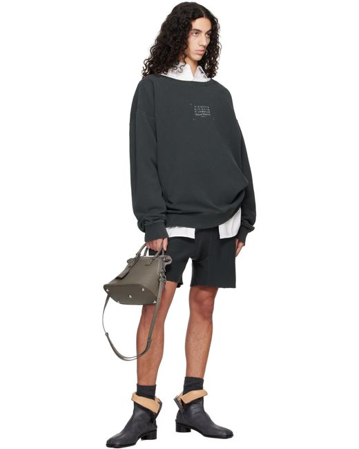 メンズ Maison Margiela グレー スタンプロゴ スウェットシャツ Black