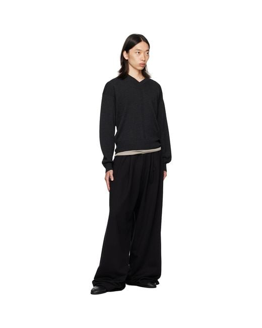 Dries Van Noten Black Pleated Sweatpants for men