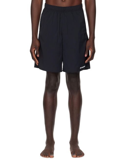 Jil Sander Black Printed Swim Shorts for men
