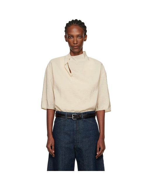 Lemaire Blue Off- Soft Collar Dry Silk Top