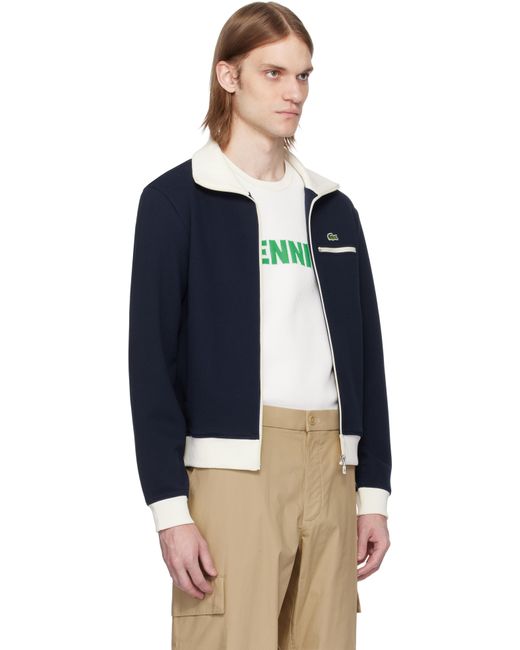 メンズ Lacoste ネイビー＆ホワイト Paris レギュラーフィット ジップアップ スウェットシャツ Blue