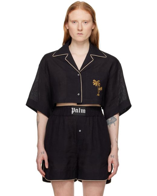 Palm Angels Black Cropped Shirt