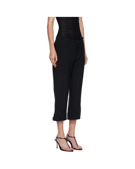 Victoria Beckham Black Tab Detail Cropped Trousers