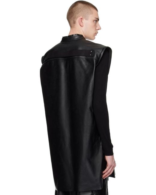 Rick Owens Black Strobe Jumbo Leather Vest for men