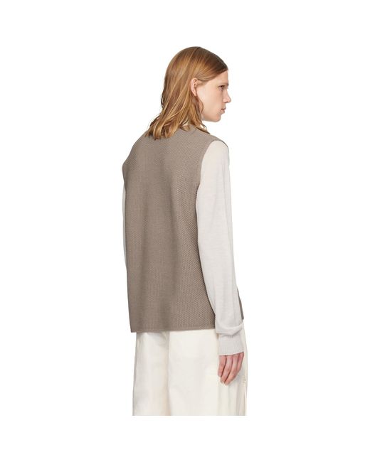 Homme Plissé Issey Miyake Brown Taupe Rustic Knit Vest for men