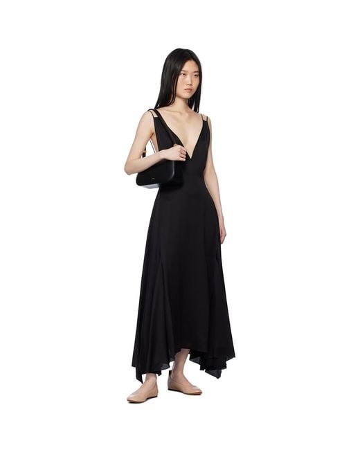 Lanvin Black Silk Bowling Midi Dress