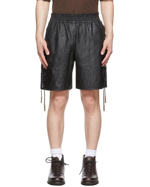 Acne Studios レザー レザー ショートパンツ カラー ブラック メンズ Lyst