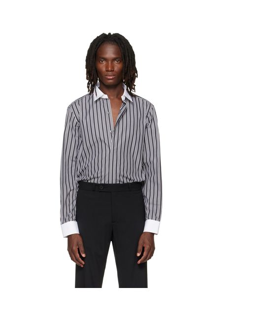 Tom Ford Gray Poplin Stripe Classic Fit Shirt for men