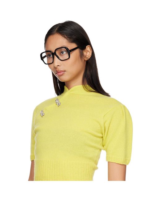 Loewe Black Large Square Text Logo Glasses