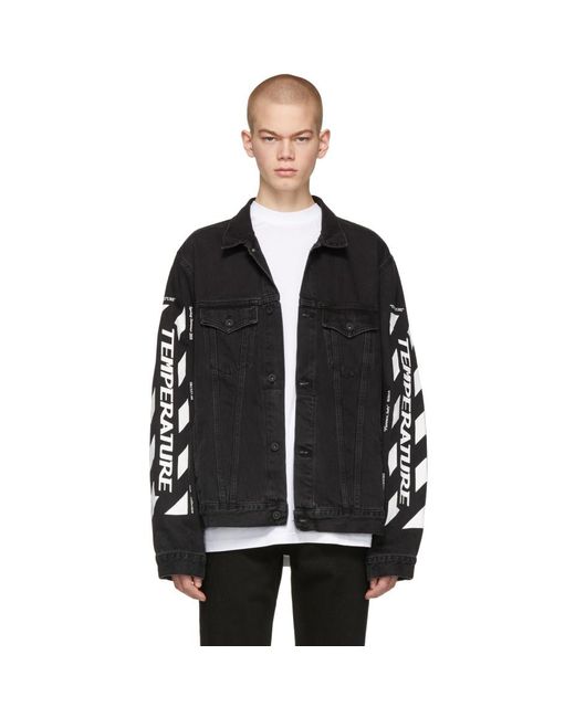 Konsultere Kæmpe stor matrix Off-White c/o Virgil Abloh Ssense Exclusive Black Denim Temperature Jacket  for Men | Lyst