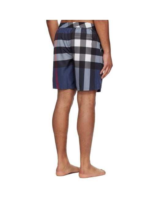 Burberry Blue Check Swim Shorts for men