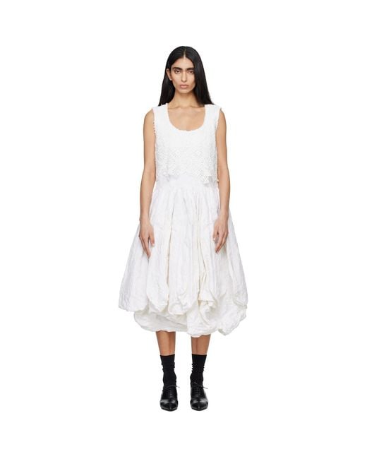 Comme des Garçons Black Off- Gros Grain Brocade Lace Garment Treated Midi Dress