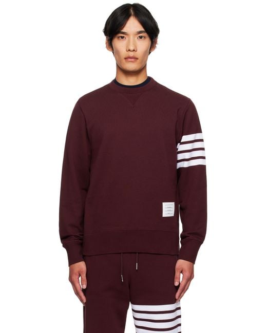 Thom Browne Red Burgundy Classic Loopback 4-Bar Sweatshirt for men