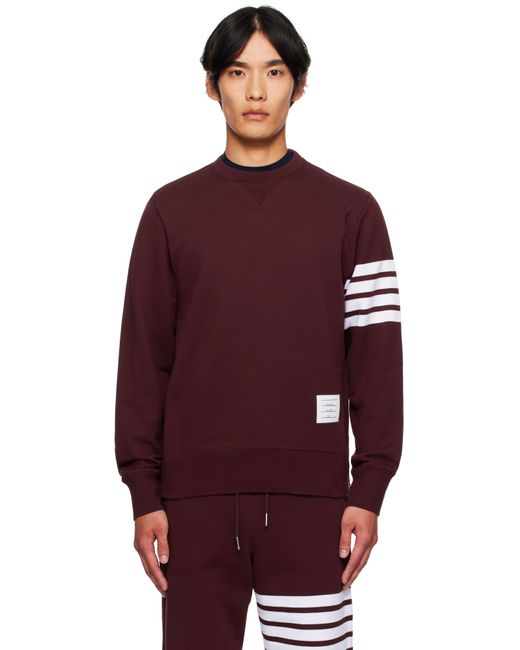 Pull Molletonné Bourgogne En Jersey Bouclette À Quatre Rayures Thom Browne pour homme en coloris Red