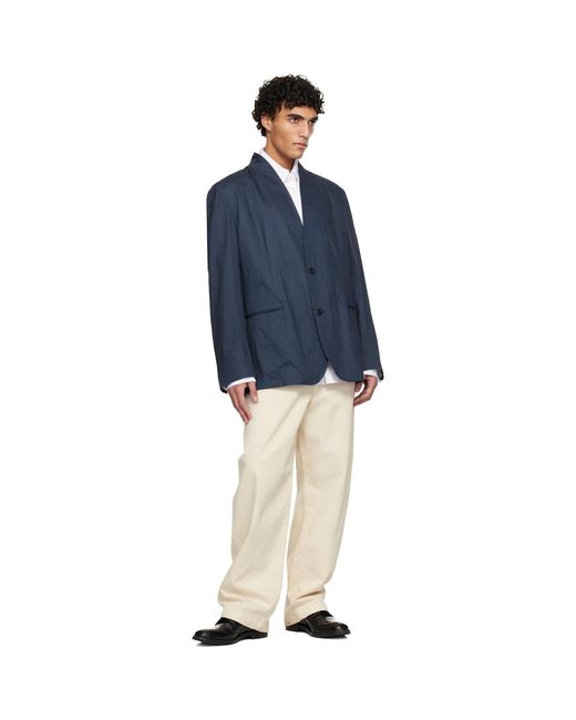 Hed Mayner Blue Cotton Blazer for men