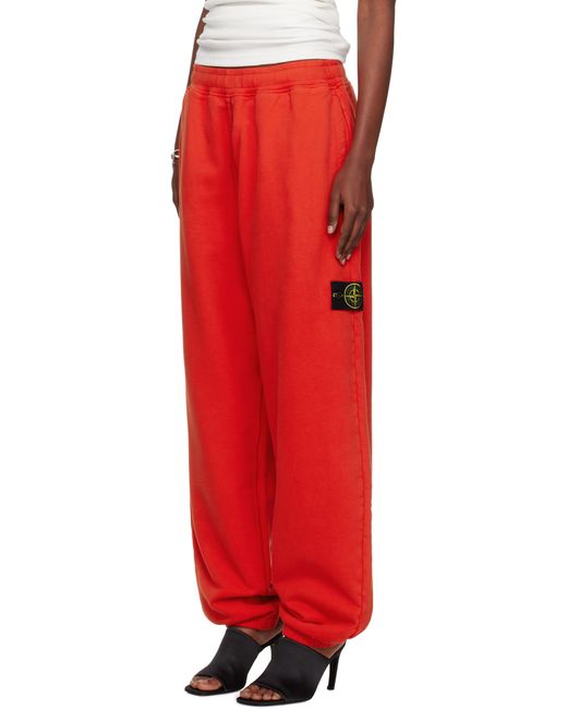 Stone Island レッド 6200004 Brushed Organic Cotton Fleece ラウンジパンツ Red