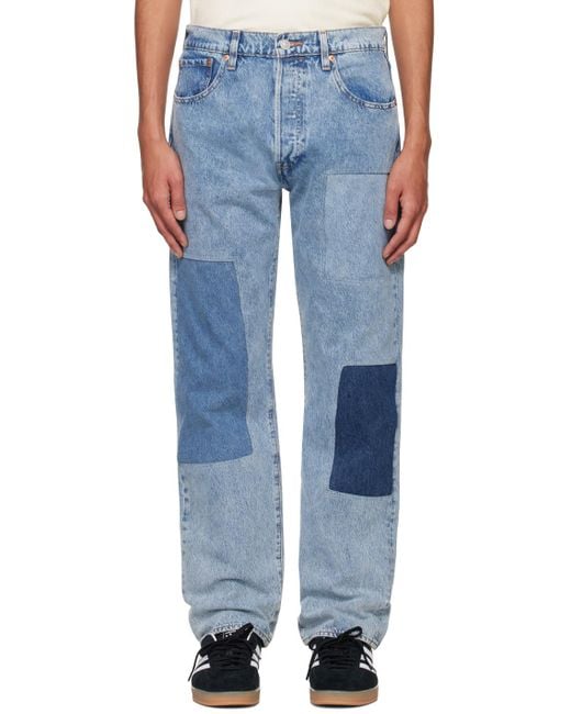 Levi's Blue Stretch Denim Patchwork Jeans for men