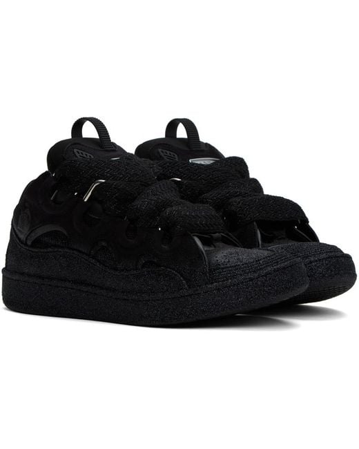 Lanvin Black Leather Curb Sneakers for men