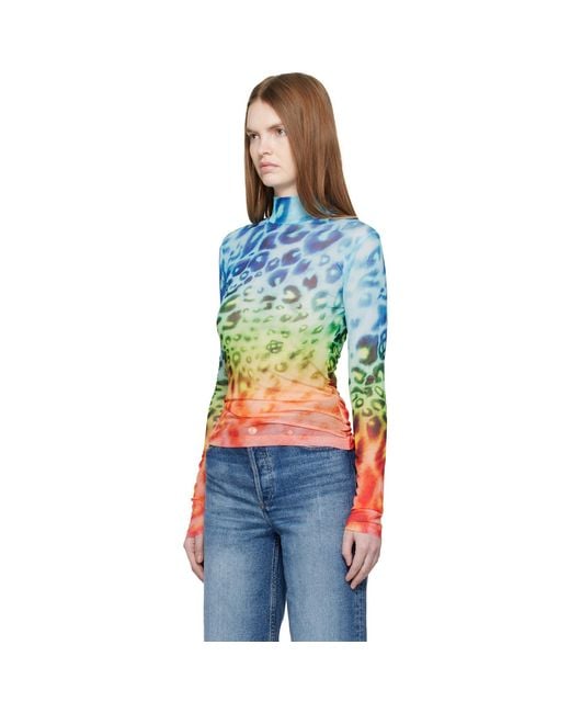 Casablanca Blue Long Sleeve Printed Mesh T-Shirt