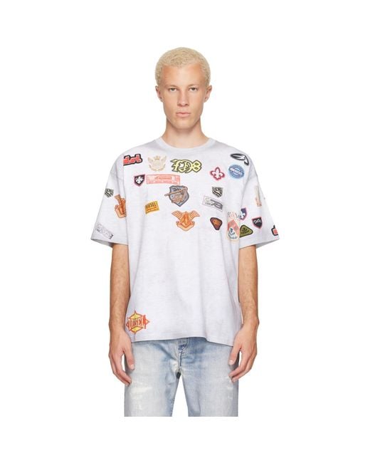 DIESEL White All-Over Patches T-Shirt for men