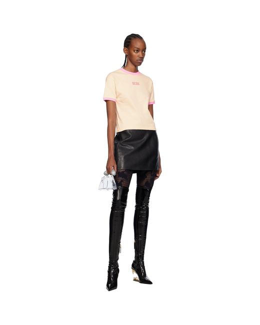 Gcds Black Hoop Leather Miniskirt