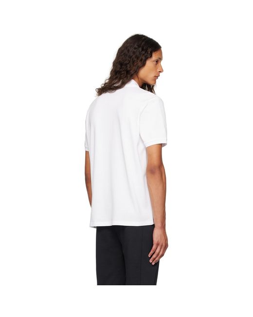 Moncler White Logo Patch Polo for men