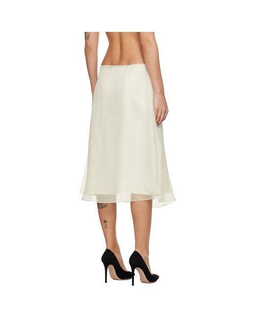 AMI Natural Off- Silk Sheer Trapeze Midi Skirt