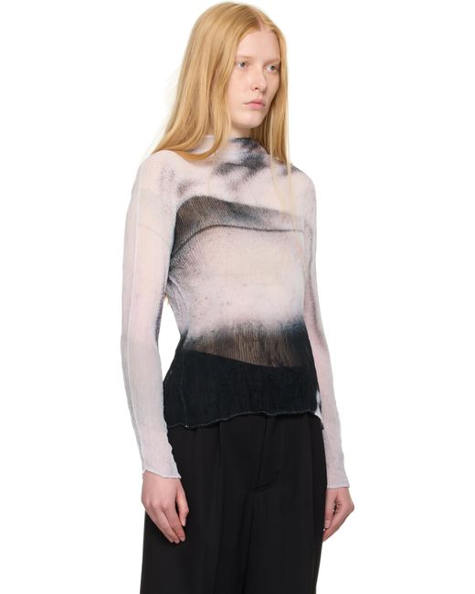 Issey Miyake Women's Gray May Shadow Study Chiffon Twist Shirt