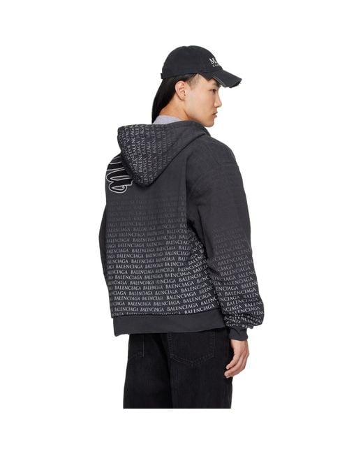 Balenciaga Black Oversized Zip-Up Hoodie for men