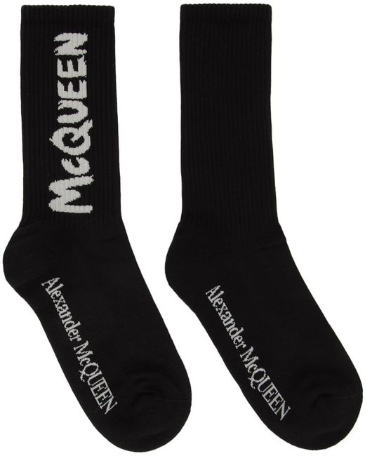 Alexander McQueen Black Graffiti Socks for men