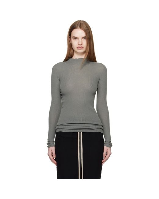Rick Owens Black Temple Ls Turtle Sweater