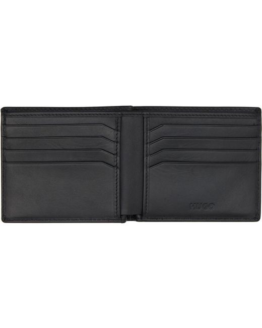 HUGO Black Stacked-Logo Wallet for men