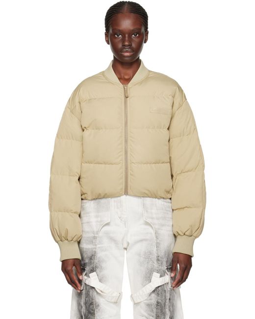 Acne Natural Green Quilted Down Bomber Jacket