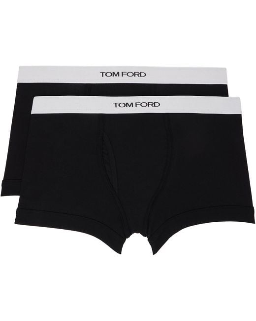 Tom Ford Black Two-Pack Cotton Boxer Briefs for men