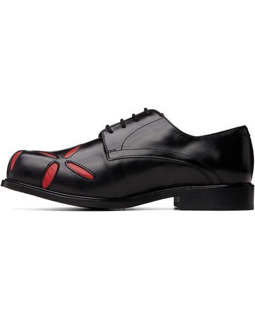 STEFAN COOKE Black Slashed Square Toe Derbys for men