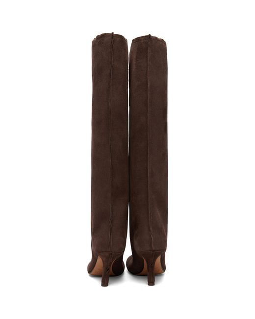 MM6 by Maison Margiela Brown Suede Anatomic Tube Tall Boots