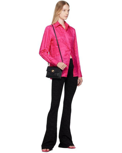 Versace Black Pink Crystal Heeled Sandals