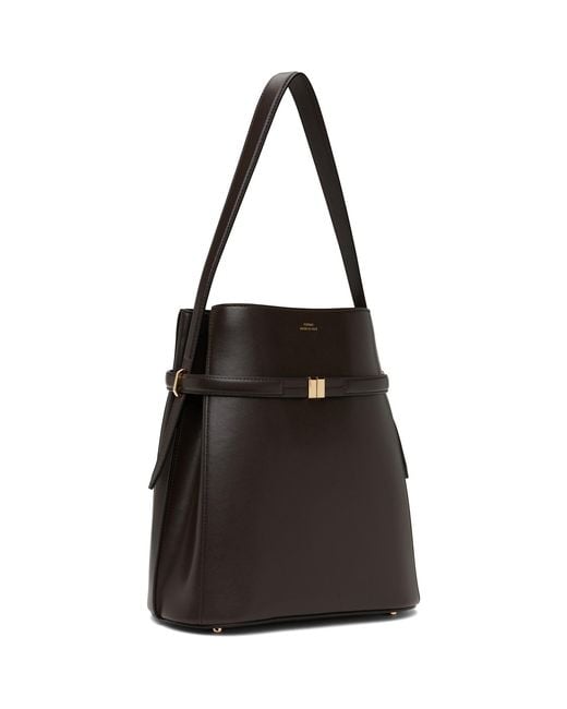 Totême Black Belted Leather Bucket Bag