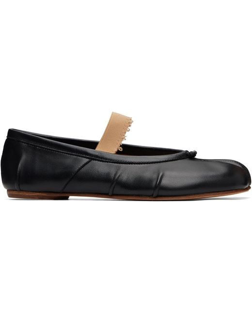 Maison Margiela Black Tabi Elastic Band Ballerina Flats