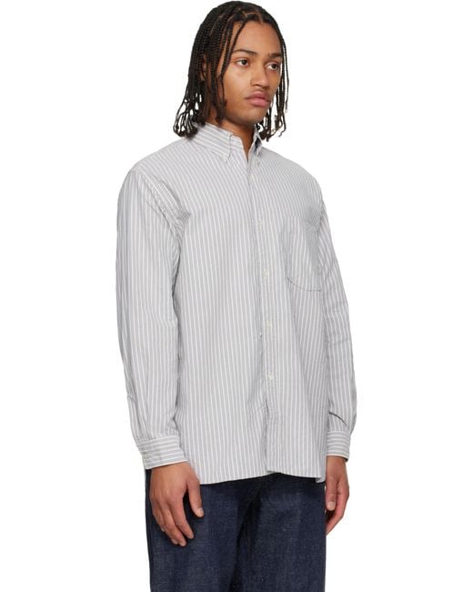 Nanamica Button Down Stripe Wind Shirt in Black for Men | Lyst UK