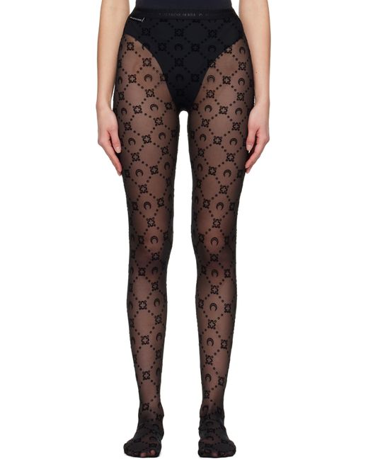 MARINE SERRE Black Moonogram Mesh Flock Tights