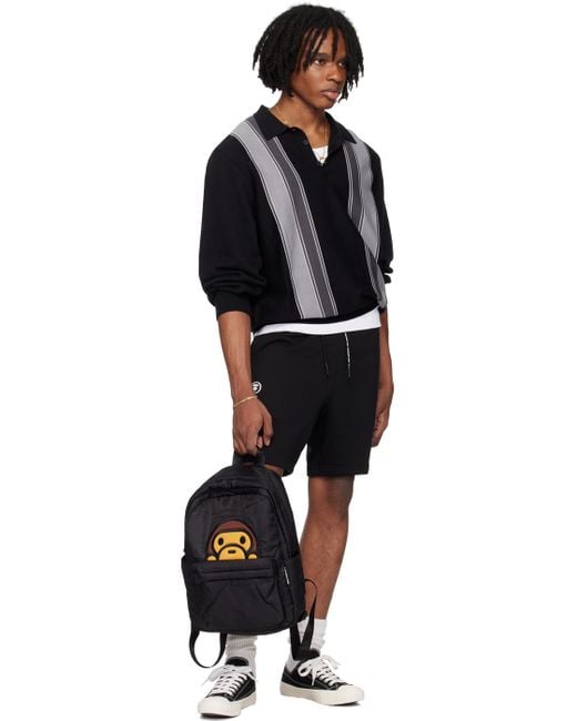 A Bathing Ape Black Baby Milo Medium Backpack for men