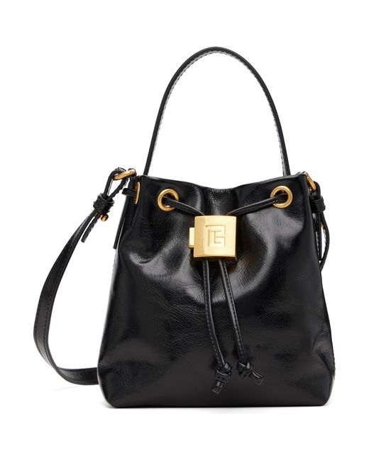 Balmain Black Mini Pulse Bucket Bag
