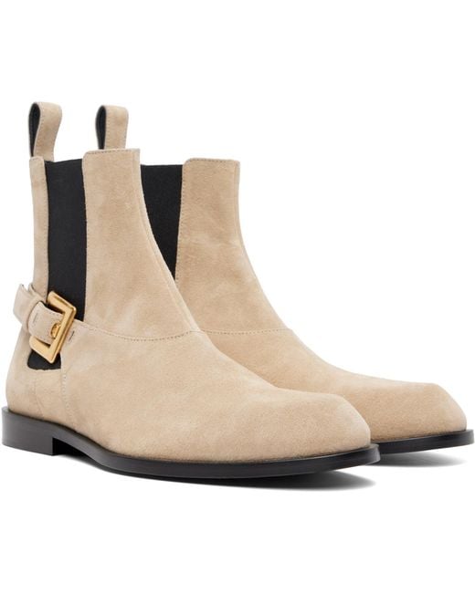Balmain Natural Suede Anthem Chelsea Boots for men