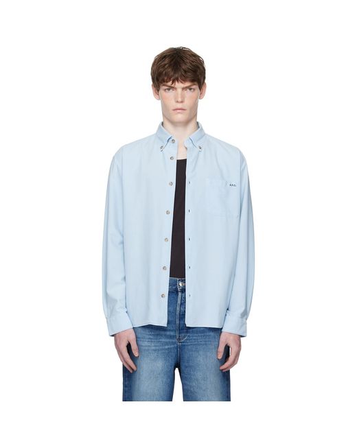A.P.C. Blue Mateo Logo Shirt for men