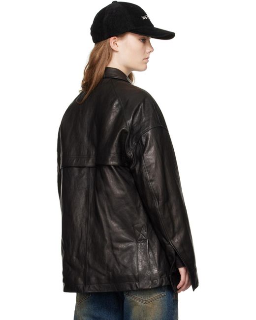 we11done Black Padded Leather Jacket