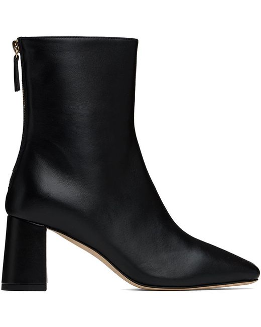 Dear Frances Black Polished Leather Ankle Boots with Block Heel