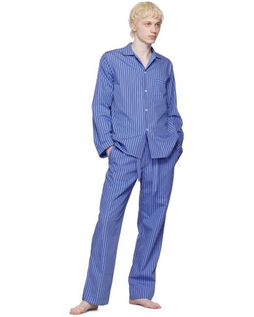 Tekla Blue Striped Pyjama Pants for men